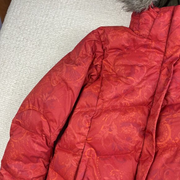 Columbia Titanium 550 Down OrangeRed AOP Floral Ski Parka Jacket Puffer Wom Sz M - Picture 4 of 16